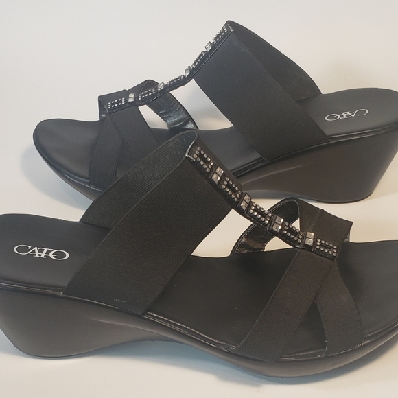 CATO Women's Slip-on Sandals Black Clogs Rhinestone Size 10W 32771099 - Picture 5 of 11